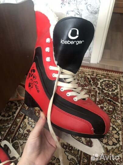 Коньки красные женские iceberger кожанные