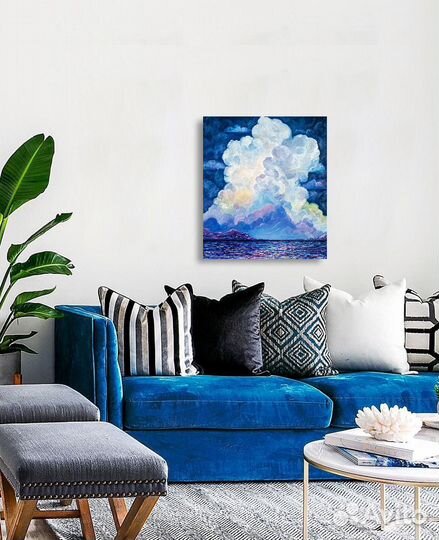Картина маслом море облака пейзаж небо