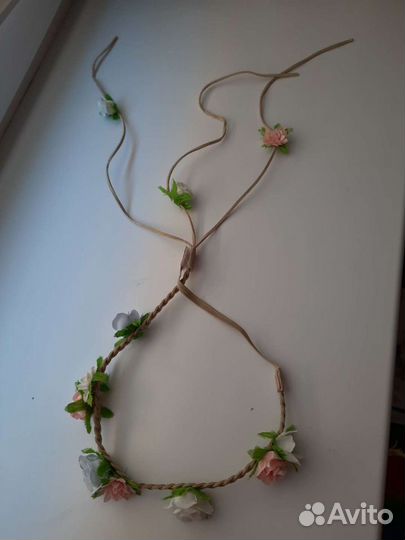 Повязка на голову резинка с цветочками