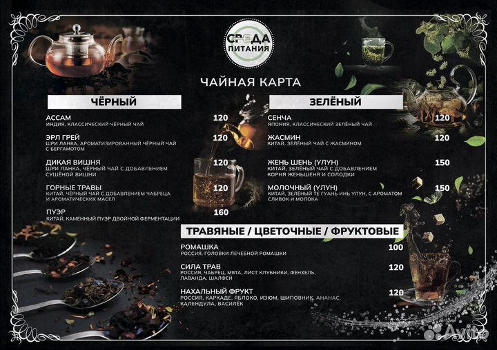 Создать меню. Графический дизайн и вёрстка