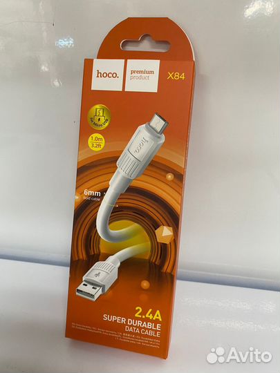 Кабель microUSB Hoco X84 (2.4A, 1m) white