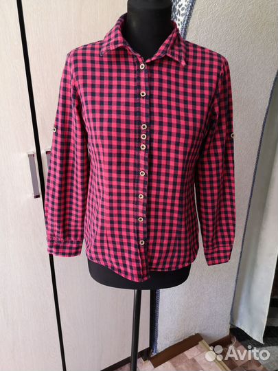 Рубашка женская в клетку 44-46 размер