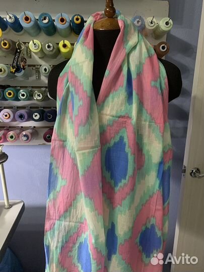 Шарф платок икат хлопок
