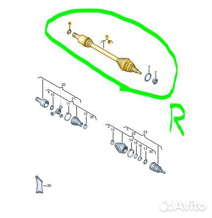 Вал приводной (Полуось) правый Volkswagen Polo CWV