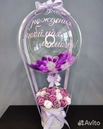 Букет из мыльных роз, цветы в коробке