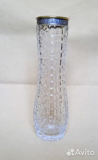 Великолепная хрустальная ваза с серебряным ободом