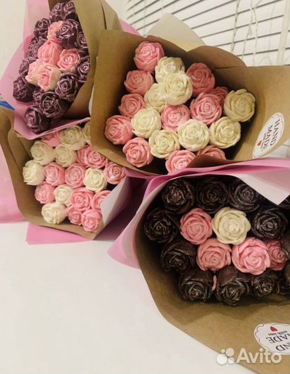 Шоколадные розы букет шоколад ручной работы