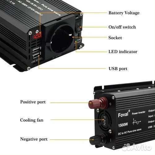Инвертор 12 220. 1500 вт. Чистый синус