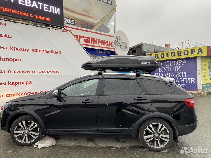 Бокс на крышу Atlant черный глянец 430л 184х80х44