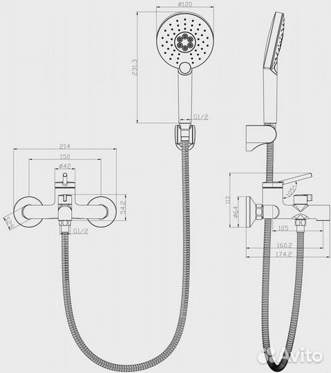 Смеситель для ванны Lemark Minima LM3814C хром