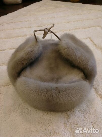 Мужская шапка, серая норка
