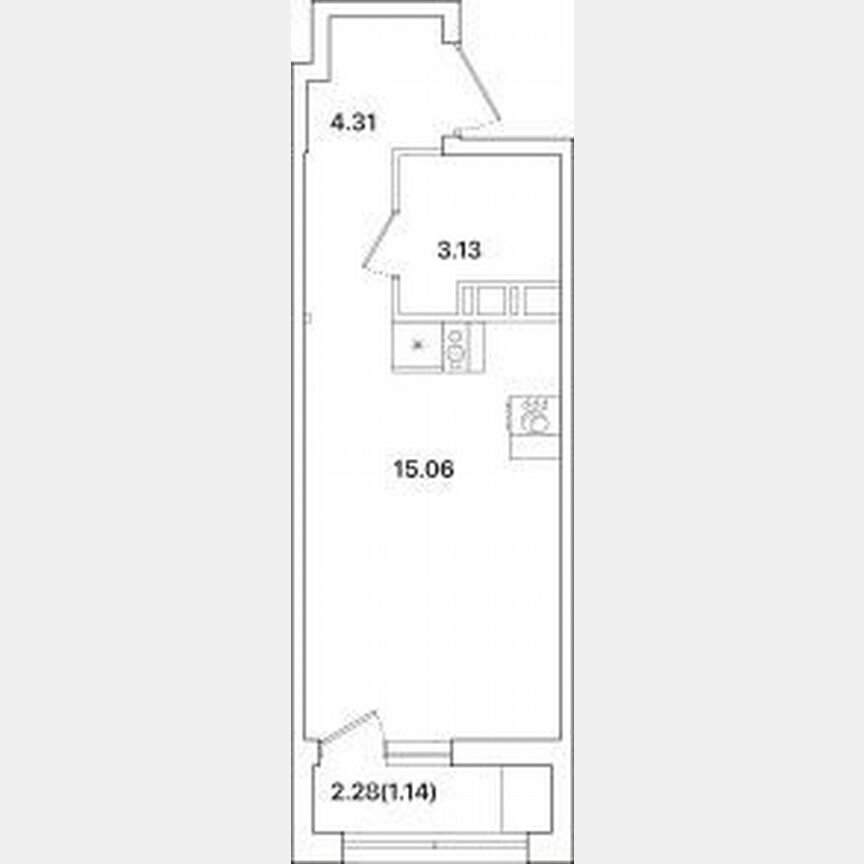 Квартира-студия, 23,6 м², 7/12 эт.