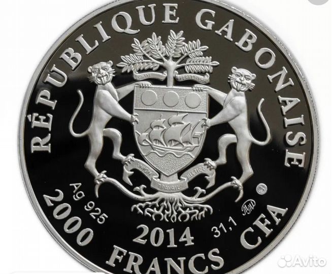 Серебряные монеты, знаки зодиака, 31,1 гр Габон