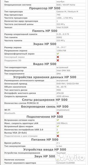 Ноутбук hp 500