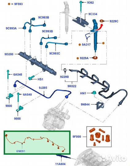 Проводка свечей накала Ford Transit бортовой 2.2L