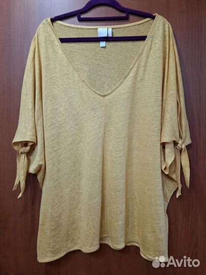 Hm premium блуза оверсайз новая лён 54-56р