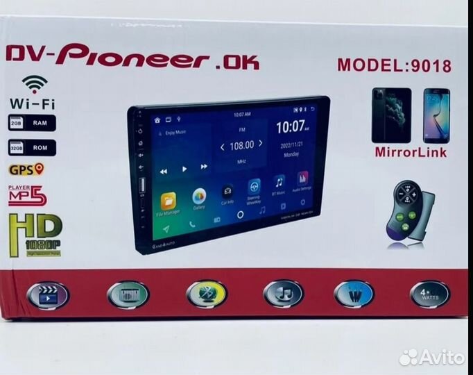 Магнитола 2DIN Pioneer 9018 2/32 7 дюймов