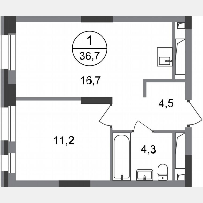 1-к. квартира, 36,7 м², 19/20 эт.