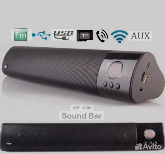 Колонка Bluetooth WM-1300 (TF+USB+FM) черная