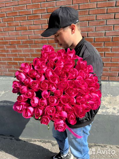 Роза. Букет 51 и 101 роза с Доставкой 80см. Букеты