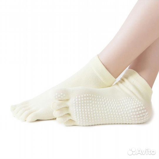 Носки однотонные пять пальцев Желтый