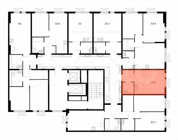 Квартира-студия, 23,1 м², 2/14 эт.