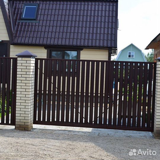 Ворота из евроштакетника Бологое