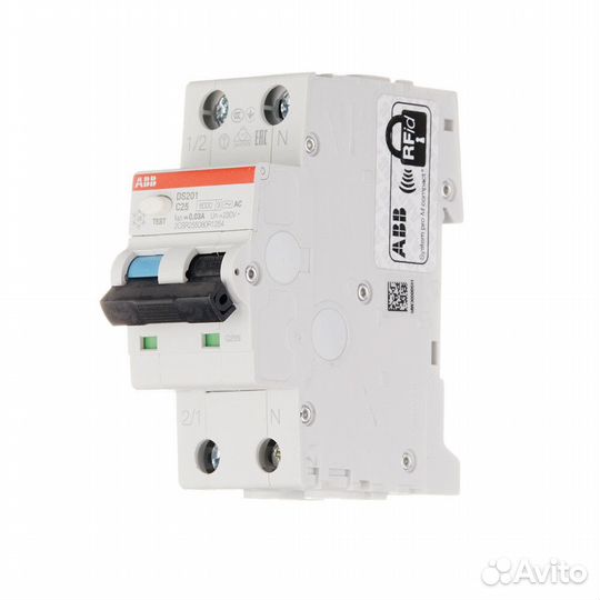 Автомат дифференциальный ABB DS201 25А 30 мА 2P тип AC 6 кА (2CSR255080R1254)