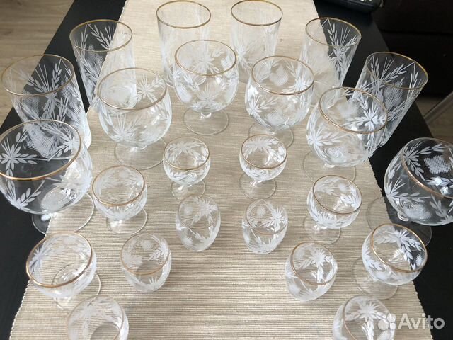 Хрустальный набор 24 предмета рюмки и фужеры