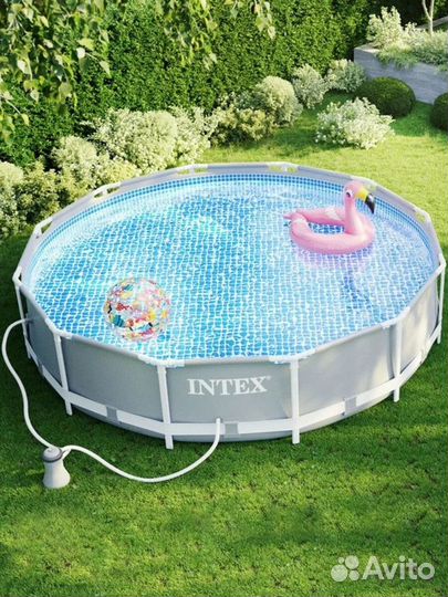 Новый бассейн Intex 366x99 лестница, насос + тент