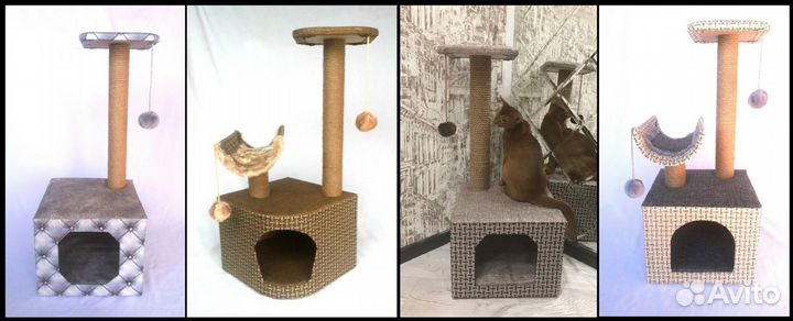Когтеточка, домик и игровой комплекс для кошек