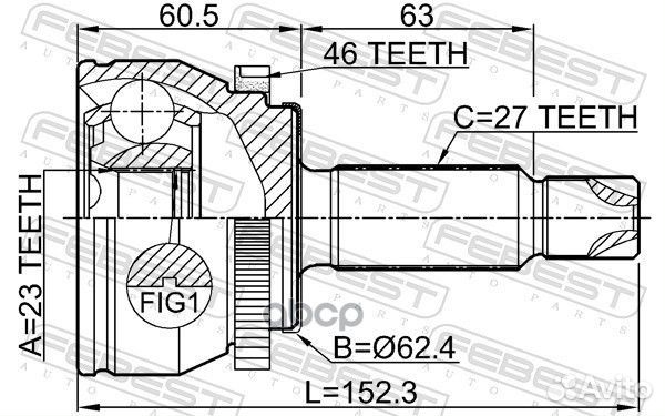 Шрус наружный 23x62.5x27 2210-soulb2A46 2210-SO