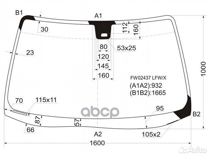Стекло лобовое + дд acura MDX 01-06 FW02437 LFW
