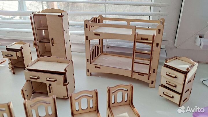 Мебель миниатюрная деревянная игровая конструктор