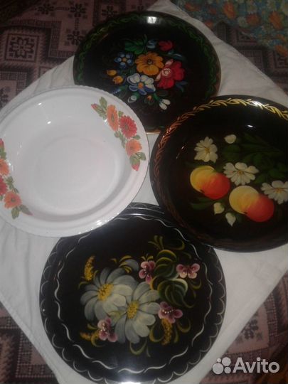 Подносы д/сервировки, роспись, эмаль СССР Винтаж