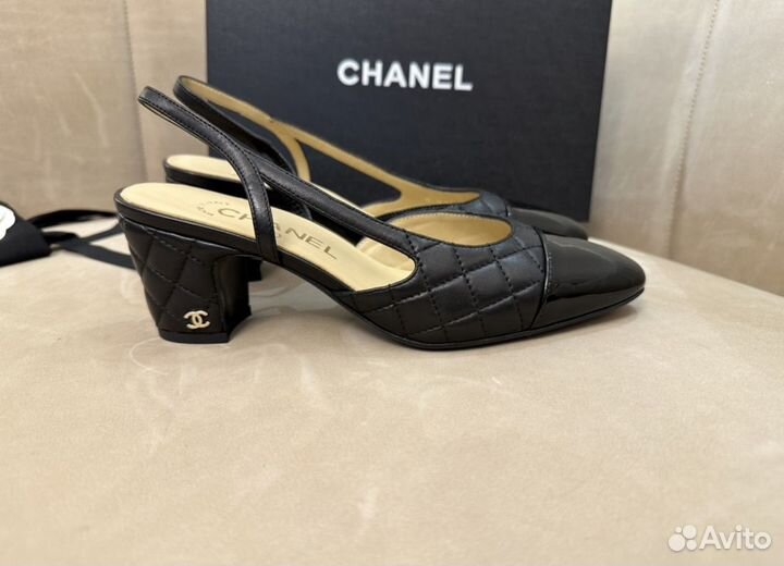 Туфли Chanel slingback новые черные слингбэк 35-36