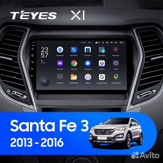 Штатная магнитола Teyes X1 4G Hyundai Santa Fe 3