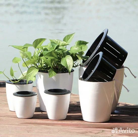 Горшок кашпо для цветов с автополивом