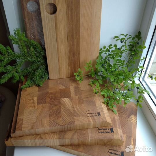 Разделочная доска торцевая, дерево Ясень с гравир