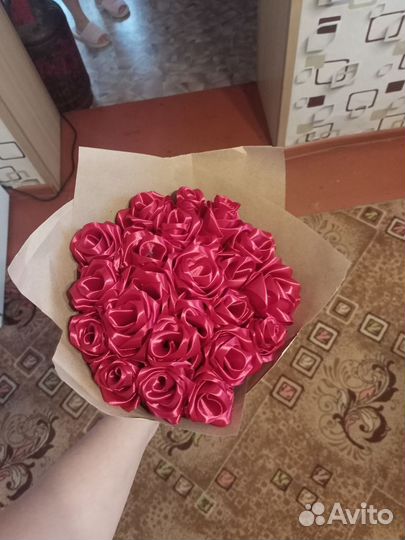 Букет роз из ткани