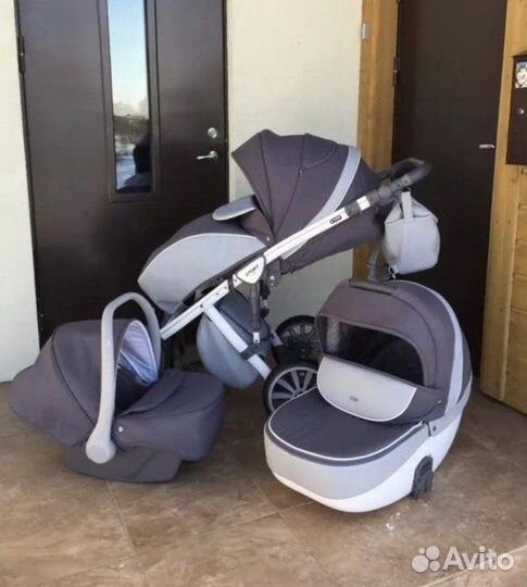 Коляска 3 в 1 Anex sport серая в отличном состояни