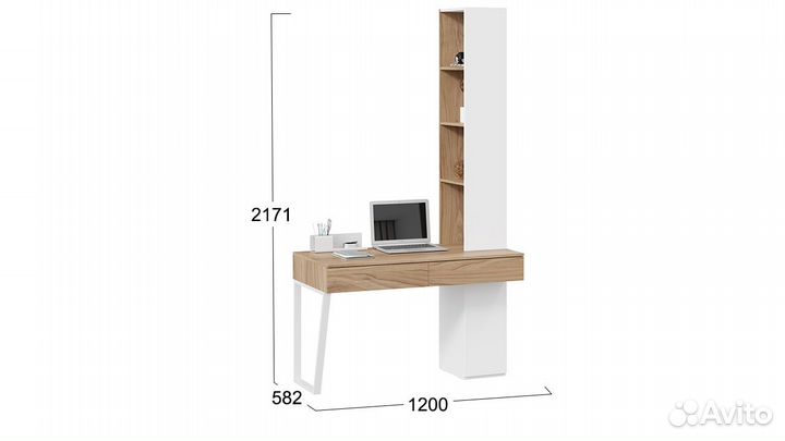 Стол письменный (366/580) со шкафом Белый