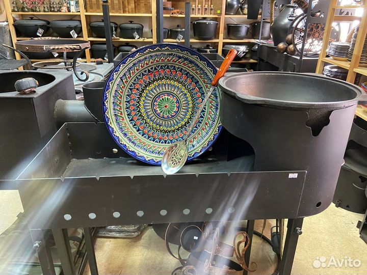 Мангал с печью для казана+казан+ ляган