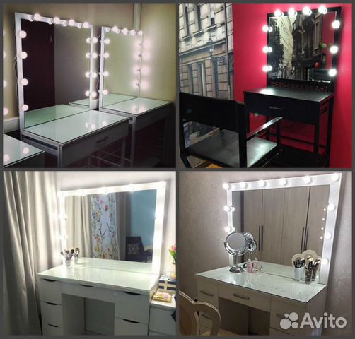 Гримерное (макияжное) зеркало (с лампами) + столик
