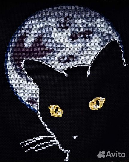 Вышивка крестом. Ручная работа - Лунный кот