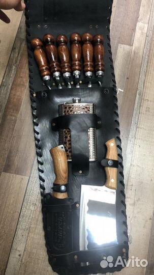 Подарочный набор шампуров в кожаном чехле