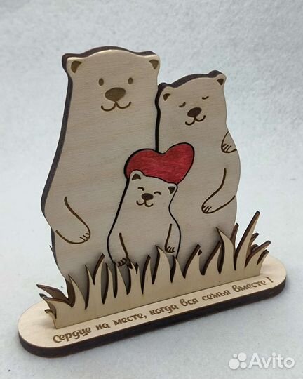 Подарок для семьи. Мишки пазл, дерево