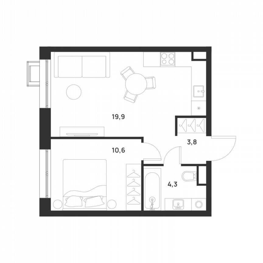 1-к. квартира, 38,6 м², 6/17 эт.