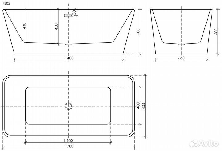 Ванна акриловая Sancos Dama FB05 170х80