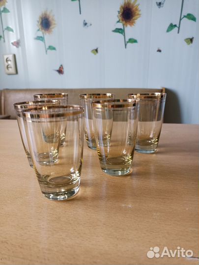 Стаканы. Цветное стекло. Комплект - 6 шт. СССР